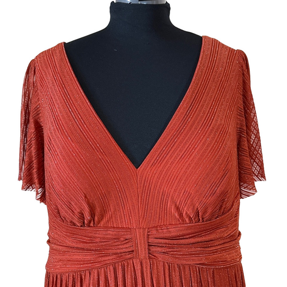 Ever Pretty Rust Orange Pleated Empire Waist Maxi Dress SKU1474 - Picture 3 of 10